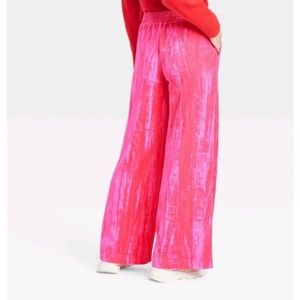 NEW Hot Barbie Pink Velvet Wide Leg Pants Women's Super soft & stretchy